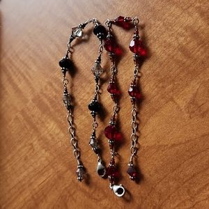 2 Beaded Silver Bracelets